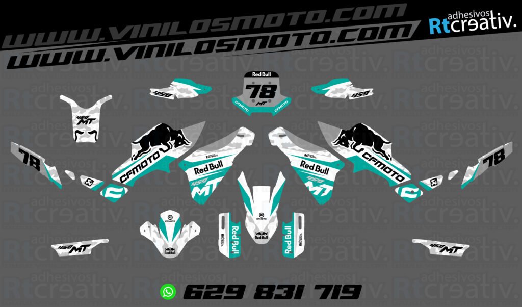 ADHESIVOS Y PEGATINAS DE VINILO CFMOTO 450 MT RT001-08