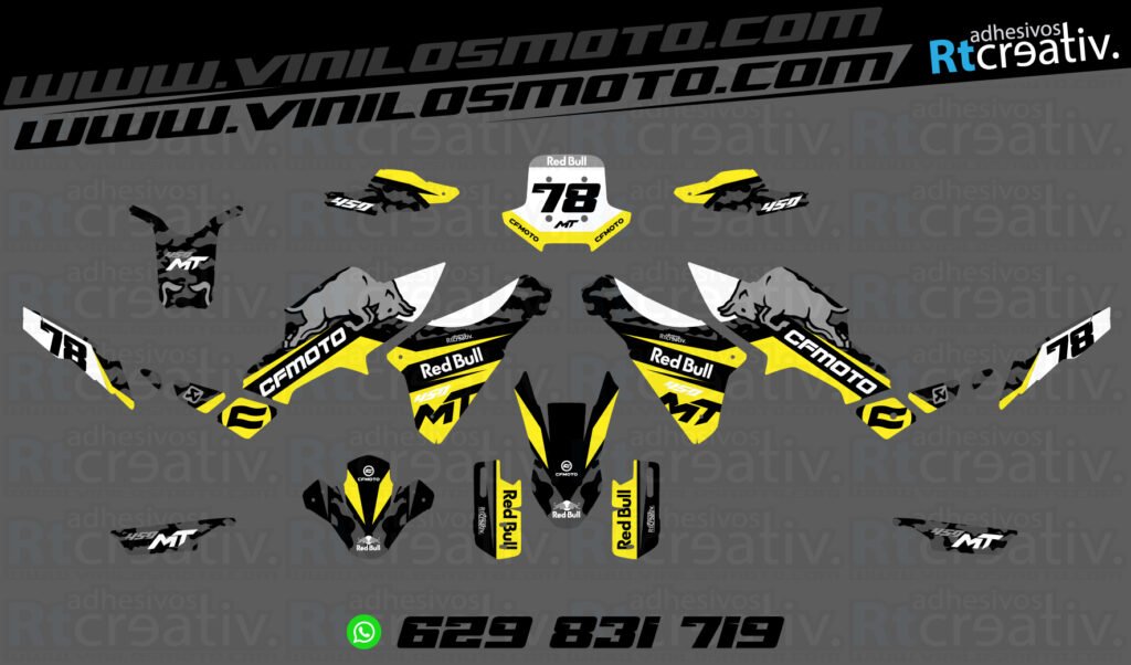 ADHESIVOS Y PEGATINAS DE VINILO CFMOTO 450 MT RT001-18